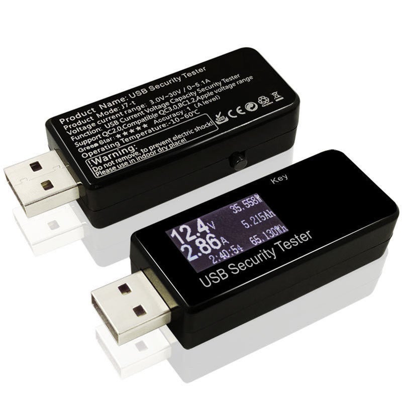 USB Digital Tester Current Voltage Monitor DC 5.1A 30V Amp Voltage Meter Test Speed of Chargers Cables Capacity of Power Banks Black - Image 2