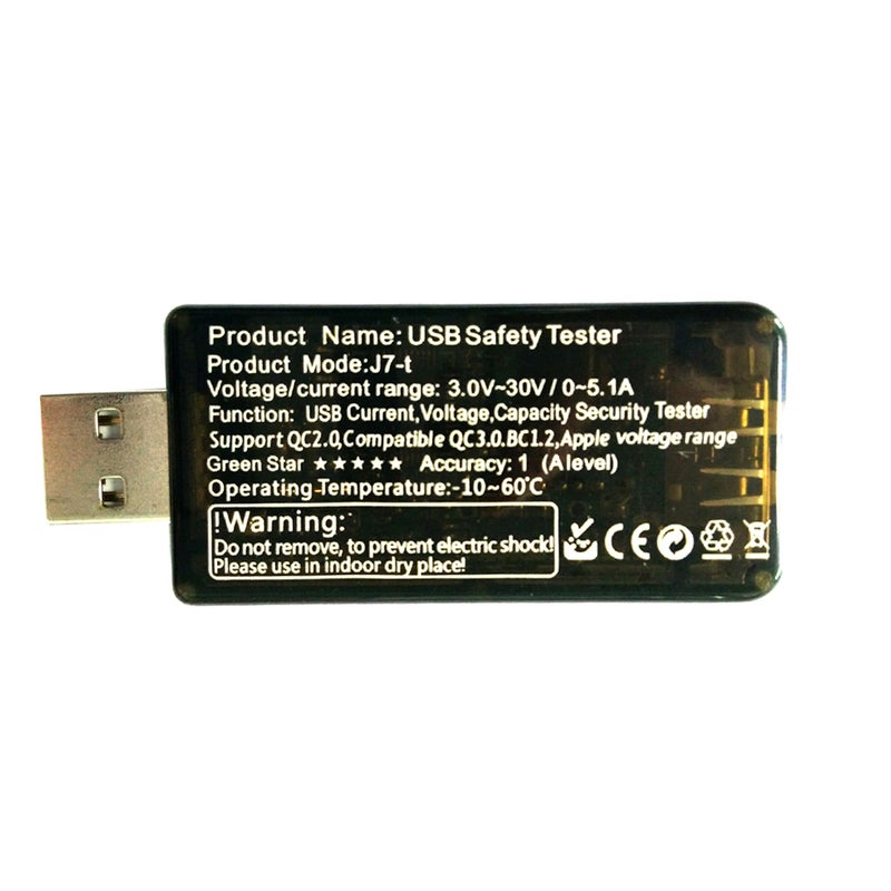 USB Digital Tester Current Voltage Monitor DC 5.1A 30V Amp Voltage Meter Test Speed of Chargers Cables Capacity of Power Banks Black - Image 5