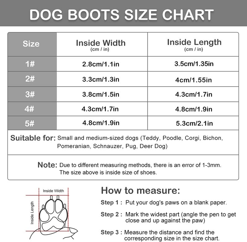 KUTKUT Waterproof Dog Shoes Paw Protector, Anti-Slip Breathable Winter Snow with Reflective Strips Soft Comfortable Anti-Slip Rubber Sole Dog Boots for Small Medium Dogs (Size: 5) - Image 5