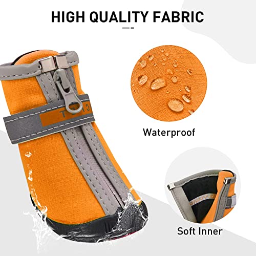 KUTKUT Waterproof Dog Shoes Paw Protector, Anti-Slip Breathable Winter Snow with Reflective Strips Soft Comfortable Anti-Slip Rubber Sole Dog Boots for Small Medium Dogs (Size: 5) - Image 2