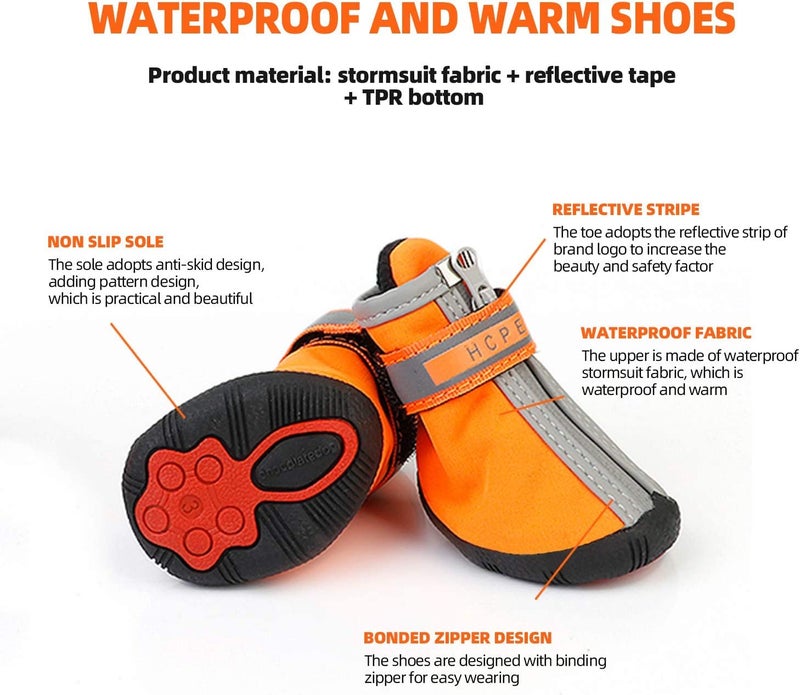 KUTKUT Waterproof Dog Shoes Paw Protector, Anti-Slip Breathable Winter Snow with Reflective Strips Soft Comfortable Anti-Slip Rubber Sole Dog Boots for Small Medium Dogs (Size: 5) - Image 4