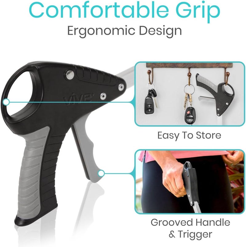 Vive Suction Cup Grabber Reacher 32 2 Pack  Elderly Grab It Reaching Pickup Tool Heavy Duty for Seniors  Trash Sticks Litter Picker Upper  Extra Long Reach Handle  Handy Extension Arm Claw - Image 5
