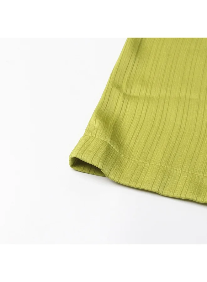 Madam Uniq Lime Green Belted Midi Dress with Batwing Sleeves