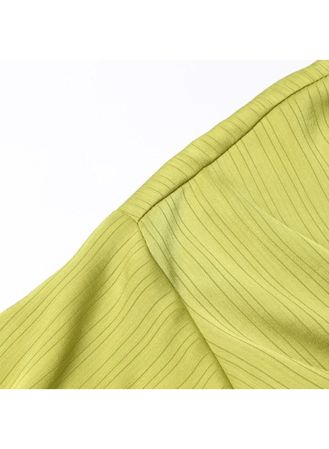 Madam Uniq Lime Green Belted Midi Dress with Batwing Sleeves