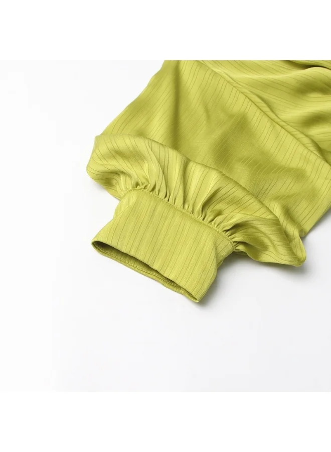 Madam Uniq Lime Green Belted Midi Dress with Batwing Sleeves
