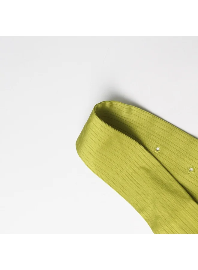 Madam Uniq Lime Green Belted Midi Dress with Batwing Sleeves