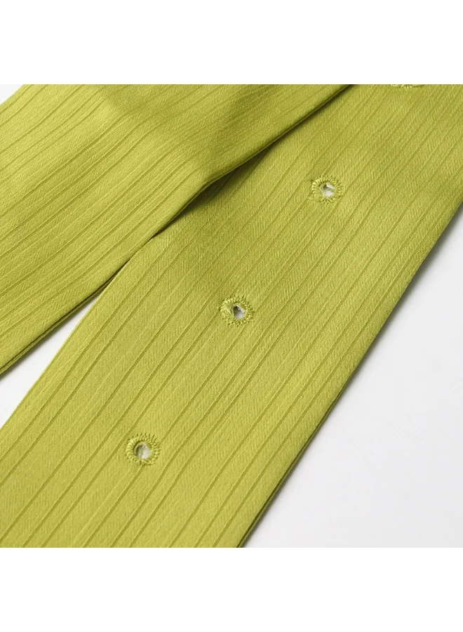 Madam Uniq Lime Green Belted Midi Dress with Batwing Sleeves