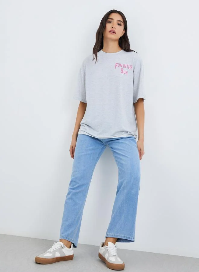 Take Two Take Two Slogan Print Oversized T-Shirt