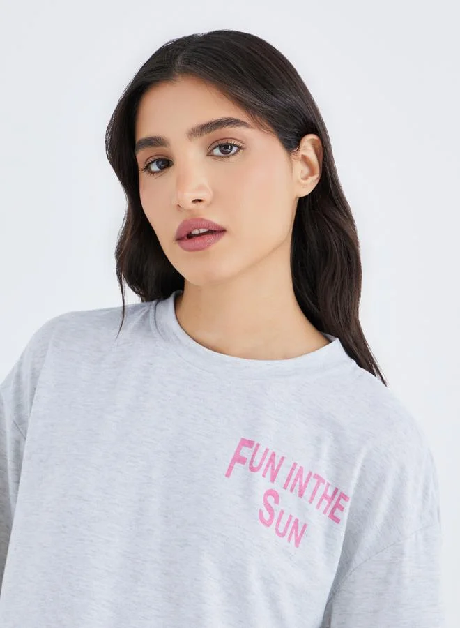 Take Two Take Two Slogan Print Oversized T-Shirt