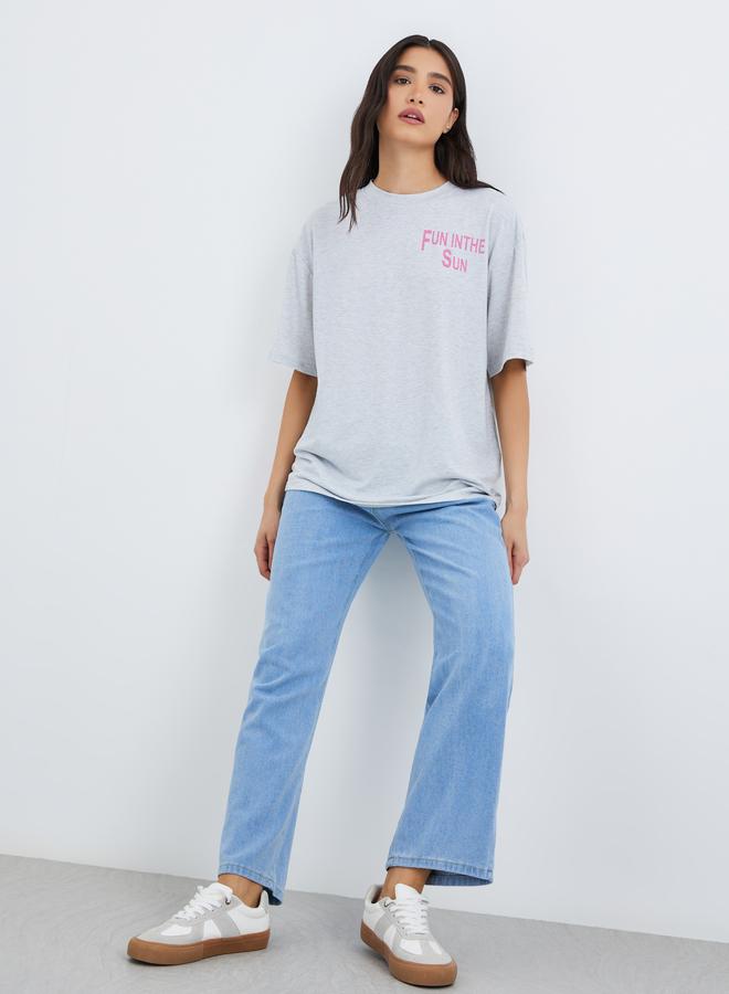 Take Two Slogan Print Oversized T-Shirt - Image 2