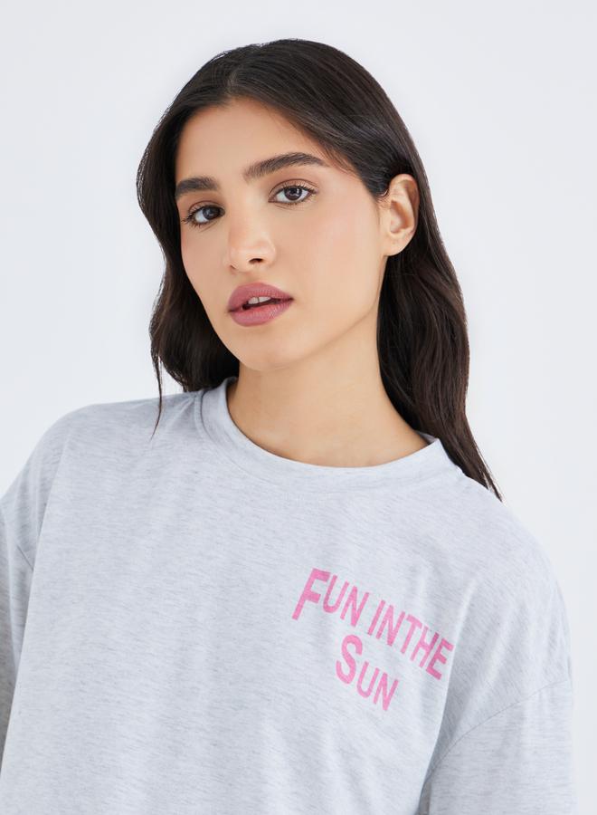 Take Two Slogan Print Oversized T-Shirt - Image 3
