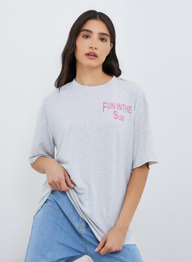Take Two Slogan Print Oversized T-Shirt - Image 1