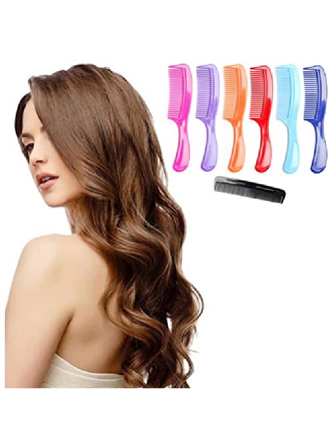 Luxxii (6 Pack) 8" Colorful Styling Essentials Round Handle Comb And (1 Pack) 5" Favorict Pocket Comb (A) - Image 3