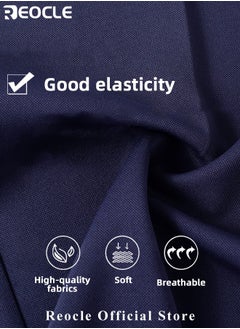 REOCLE Men's Dress Pant Classic Slim-Fit Flat-Front Suit Pant Skinny Suit Pants Gentleman Anti-wrinkle Suit Pants Summer Thin Trousers Loose Straight Fit Trousers  - Image 3
