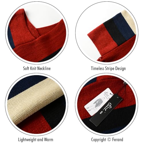 Ferand Women's Striped Poncho Sweater Cozy Knit Fringe Shawl Wraps for Fall Winter - Image 4