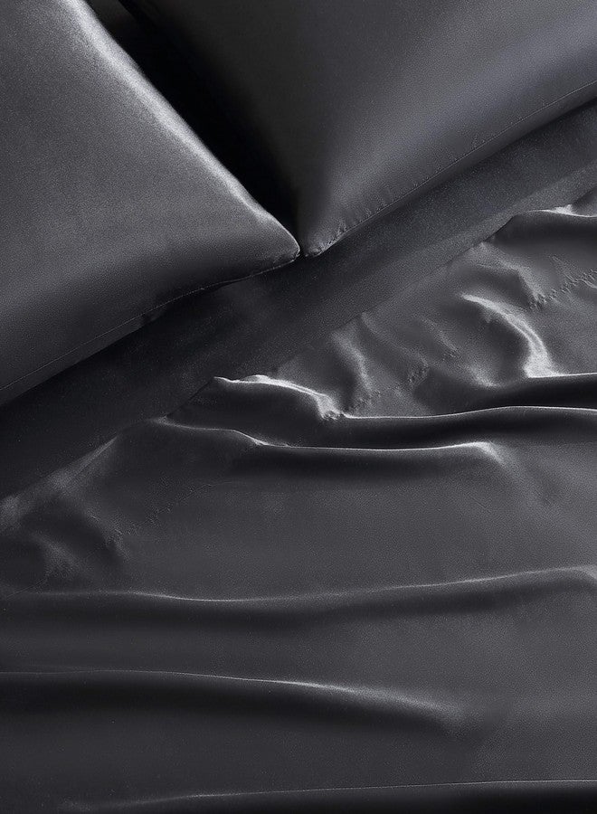 Jessica Simpson Silky Satin Queen 4-Piece Sheet, Jet Black Luxury Sheet Set - Image 5