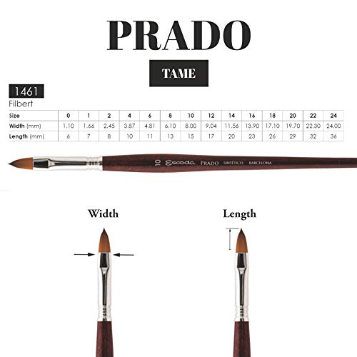 Escoda Art Products Escoda Prado Series Artist Watercolor & Acrylic Short Handle Filbert Paint Brush, Size 1, Synthetic Sable - Image 3