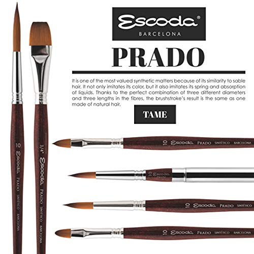 Escoda Art Products Escoda Prado Series Artist Watercolor & Acrylic Short Handle Filbert Paint Brush, Size 1, Synthetic Sable - Image 4