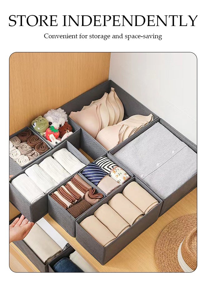 DUNISO 6 Pcs Wardrobe Clothes Organizer,Multifunctional Foldable Storage Box， Wear Resistant and Easy to Clean，Moisture and Mold Prevention，for Storing Shirts, T Shirts, Socks, Underwear, Documents, Small Items，Grey - Image 3