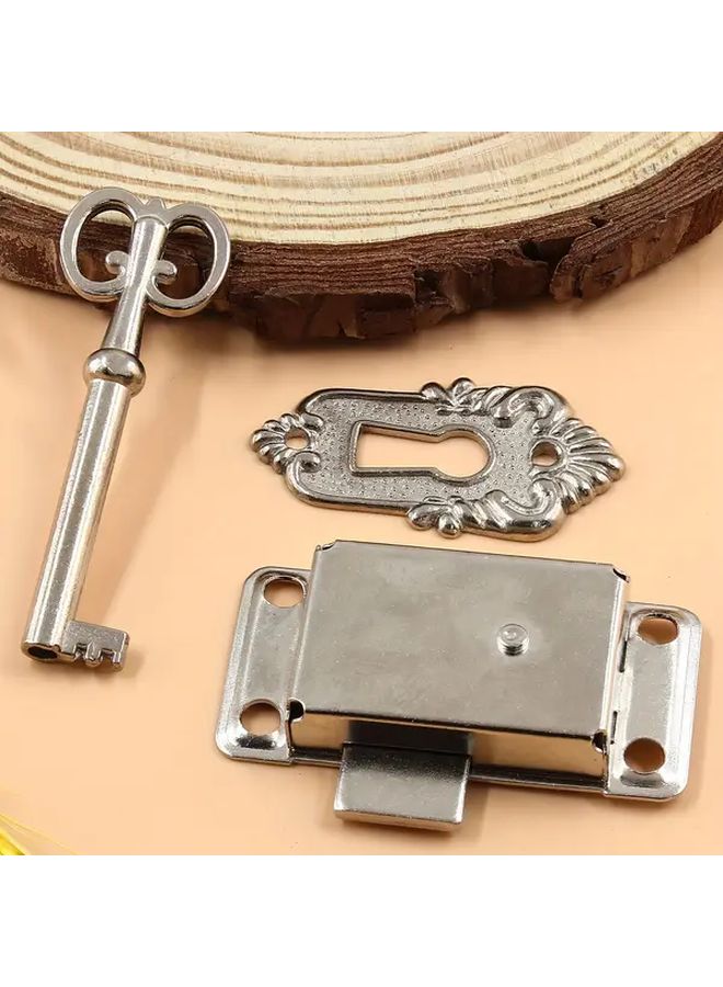 2 Pcs Antique White Nickel Skeleton Key Lock For Cabinet Chest Cupboard Furniture - Image 5