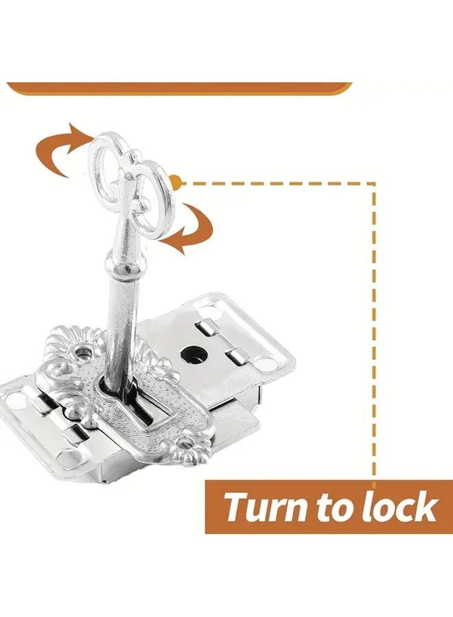 2 Pcs Antique White Nickel Skeleton Key Lock For Cabinet Chest Cupboard Furniture - Image 3