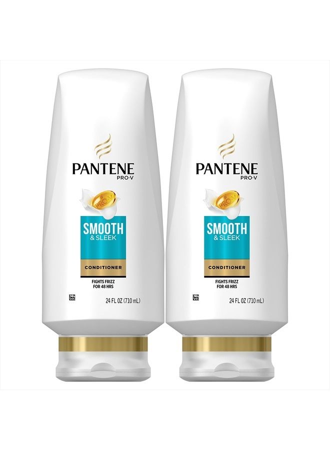 Pantene Argan Oil Conditioner for Frizz Control, Smooth and Sleek, 24 Fl Oz (Pack of 2) (Packaging May Vary)