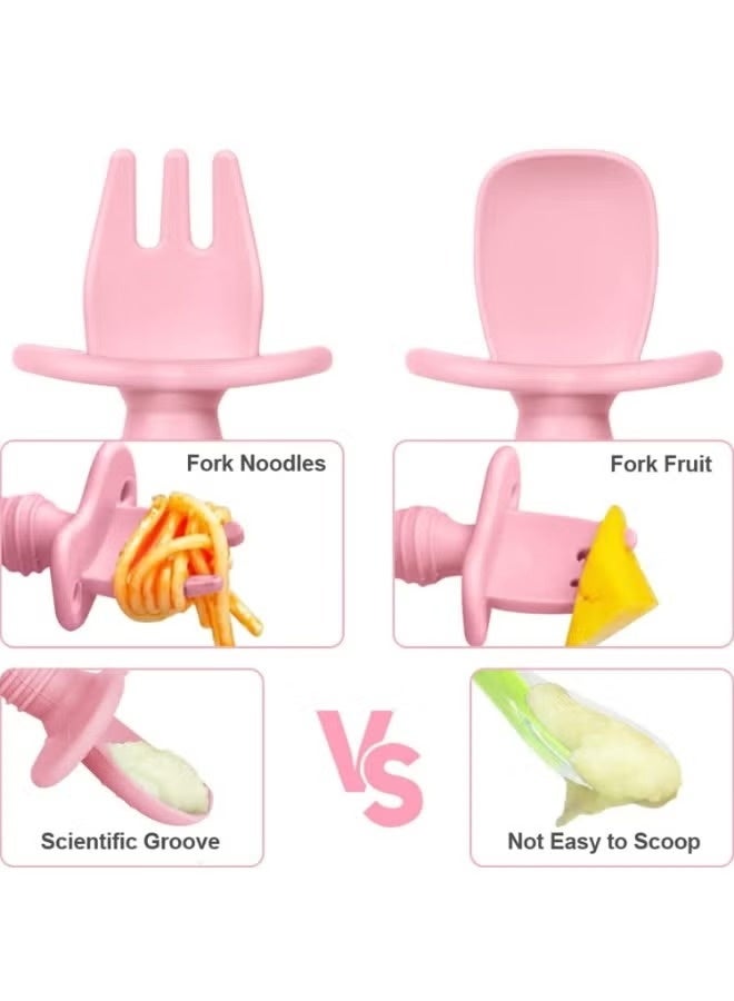 Bukela Baby Cutlery Set – Pink, Fork and Spoon, Silicone Soft Tip, Self-Feeding for Toddlers - Image 5