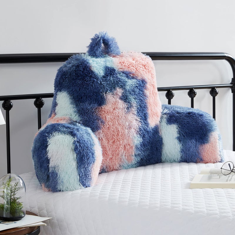 Jillche Bed Fluffy Fur Reading Pillow for Adults  Kids Unisize College Dorm Room Essentials for Girls Chair Pillow with Arms Adorable Gift for Teen Rest Sit Up Back Support