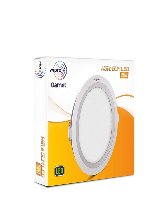 wipro Garnet 20W Round LED Wave Panel Light for Ceiling | Neutral White Light (4000k) | Ultra-Slim Design | Recessed Down Light for False Ceiling |POP Ceiling Light | Cutout - 200mm | Pack of 4 - Image 4