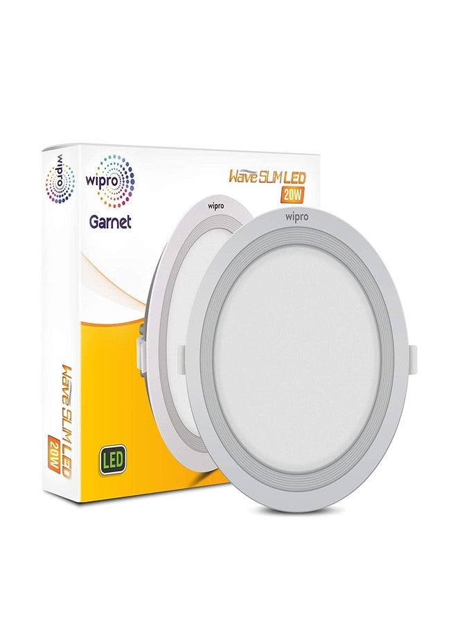 wipro Garnet 20W Round LED Wave Panel Light for Ceiling | Neutral White Light (4000k) | Ultra-Slim Design | Recessed Down Light for False Ceiling |POP Ceiling Light | Cutout - 200mm | Pack of 4 - Image 2