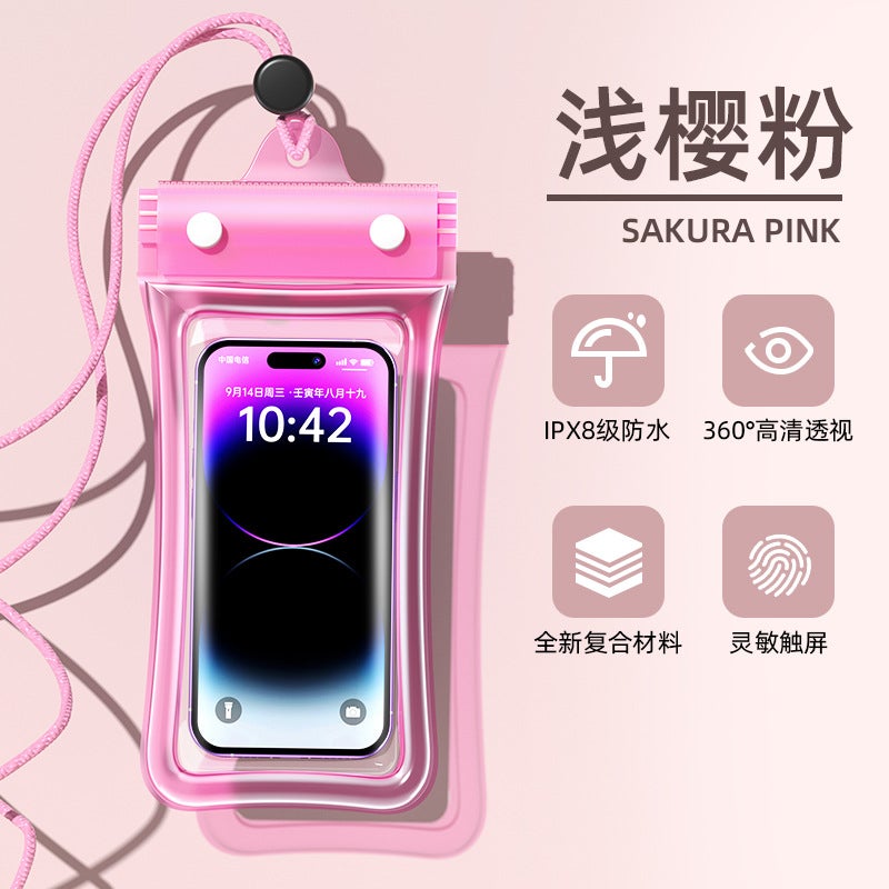Mobile Phone Waterproof Bag Touchscreen Swimming Takeaway Special Rider Waterproof Sealed Bag Underwater Airbag Cover Photo Snorkeling Pink【70% off airbags_hd photo】 
