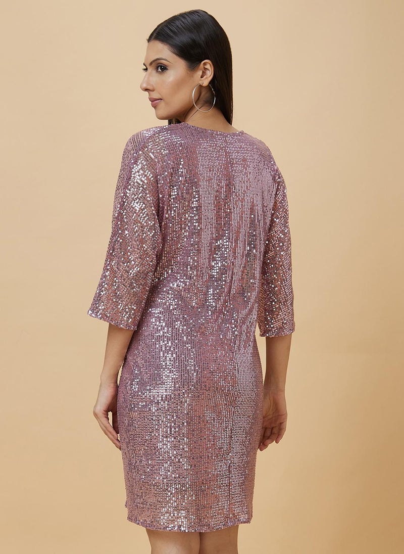Globus Women's Rose Gold Party Sheath Dress with V-Neck and Twisted Detail - Image 5