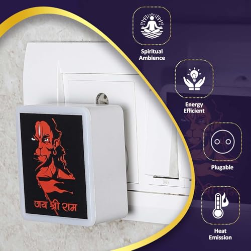 Lexton Hanuman Ji Fancy LED Night Lamp Light with 2 Pin Socket for Spiritual Ambiance, 0.5 Watt, 230v (Warm White, Pack of 1) - Image 3