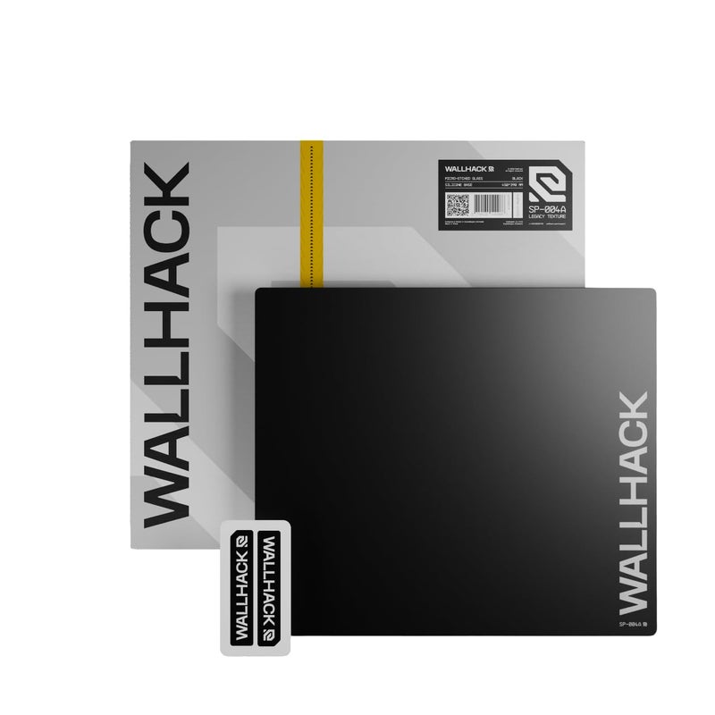Wallhack SP-004A Black Glass Gaming Mouse Pad â€“ 4th Gen Micro-Etched Surface, Medium Mousepad for Esports, Ultra-Fast Glide with Stopping Power, Tempered Glass, Durable & Portable, 15.4"x17.7" | Black - Image 1