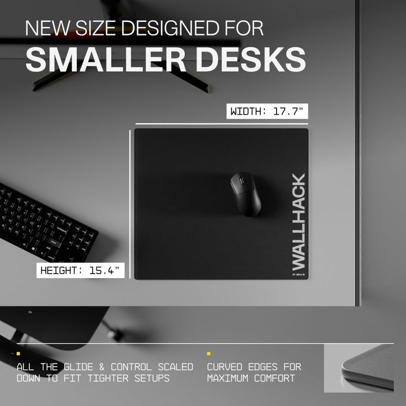 Wallhack SP-004A Black Glass Gaming Mouse Pad â€“ 4th Gen Micro-Etched Surface, Medium Mousepad for Esports, Ultra-Fast Glide with Stopping Power, Tempered Glass, Durable & Portable, 15.4"x17.7" | Black - Image 2