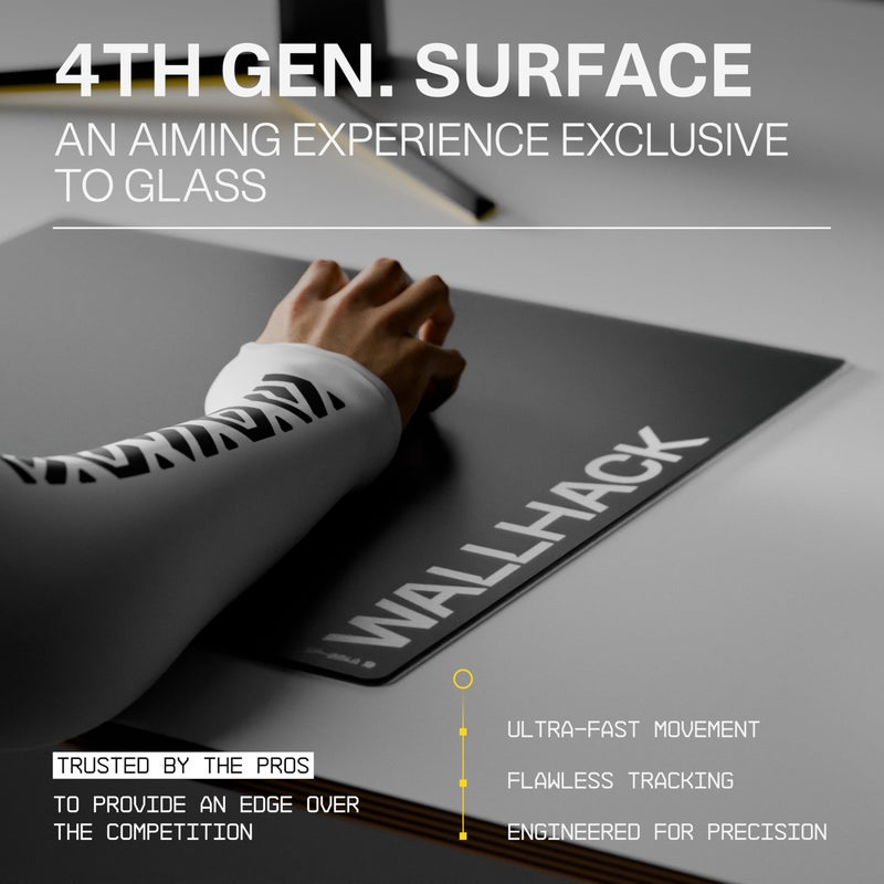 Wallhack SP-004A Black Glass Gaming Mouse Pad â€“ 4th Gen Micro-Etched Surface, Medium Mousepad for Esports, Ultra-Fast Glide with Stopping Power, Tempered Glass, Durable & Portable, 15.4"x17.7" | Black - Image 3