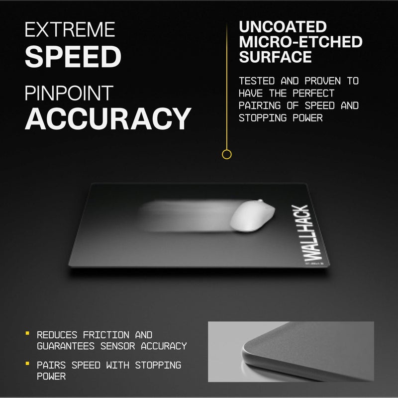 Wallhack SP-004A Black Glass Gaming Mouse Pad â€“ 4th Gen Micro-Etched Surface, Medium Mousepad for Esports, Ultra-Fast Glide with Stopping Power, Tempered Glass, Durable & Portable, 15.4"x17.7" | Black - Image 5