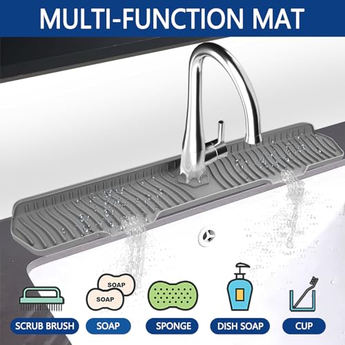 EBIGIC Kitchen Sink Splash Guard Gen2-30" x 6'' Silicone Sink Mat Splash Guard fit for Countertop, Bathroom,Farmhouse,RV by EBIGIC (Grey) - Image 4