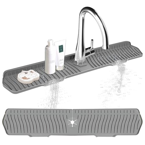EBIGIC Kitchen Sink Splash Guard Gen2-30" x 6'' Silicone Sink Mat Splash Guard fit for Countertop, Bathroom,Farmhouse,RV by EBIGIC (Grey) - Image 1