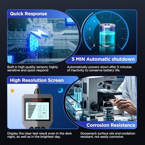 KINGBOLEN Brake Fluid Tester BF200,High Precision Car Brake Fluid Detector,Hydraulic FluidLiquidOil Moisture Analyzer with LCD Screen Audible Alarm,DOT3DOT4DOT5.1 Tester,Automotive Replacement Level Sensors. - Image 4