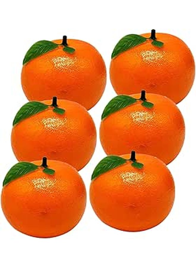 Lifelike Artificial Oranges with Leaves 6Pcs Home Decor Photography Props - Image 1