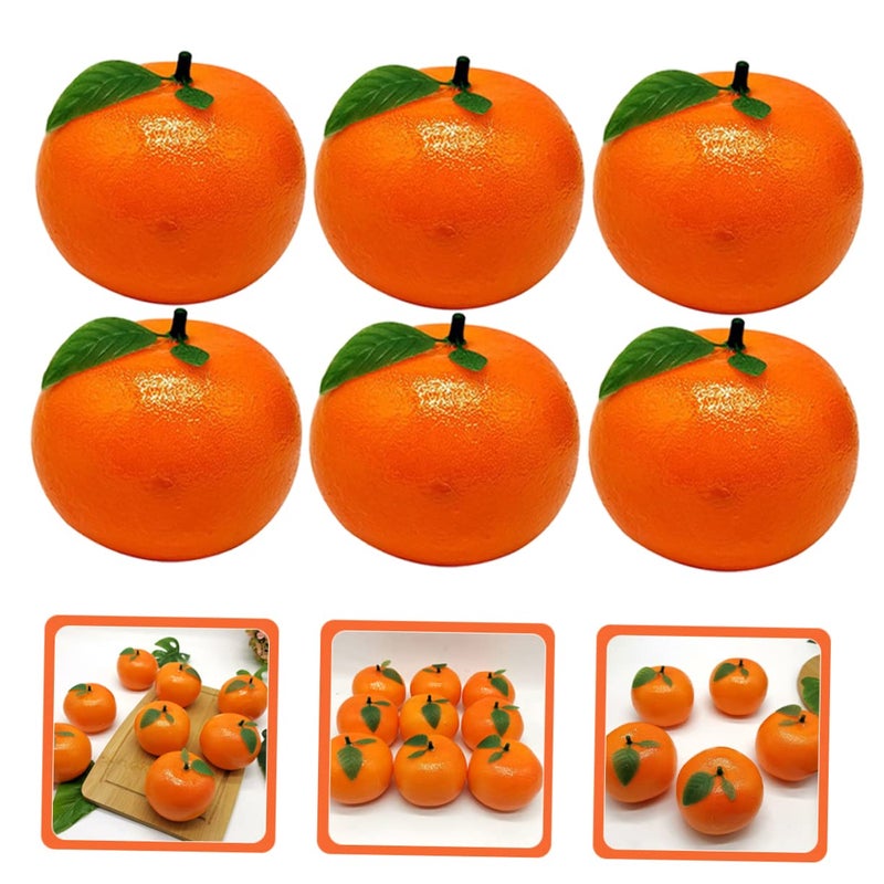 Lifelike Artificial Oranges with Leaves 6Pcs Home Decor Photography Props - Image 4
