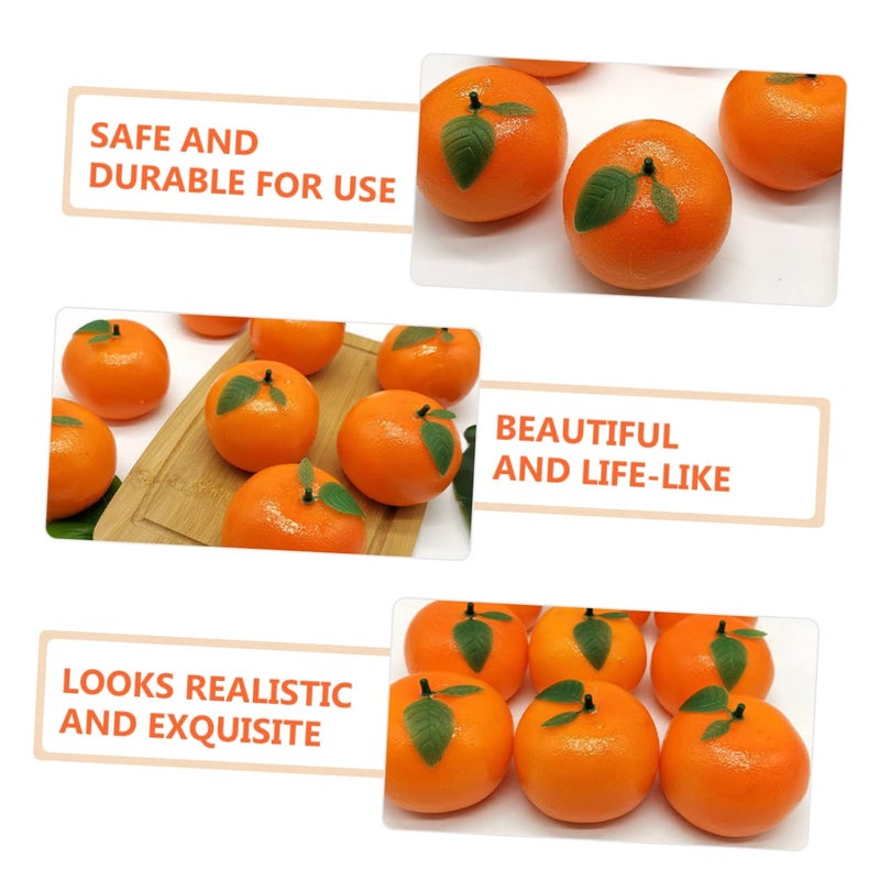 Lifelike Artificial Oranges with Leaves 6Pcs Home Decor Photography Props - Image 3