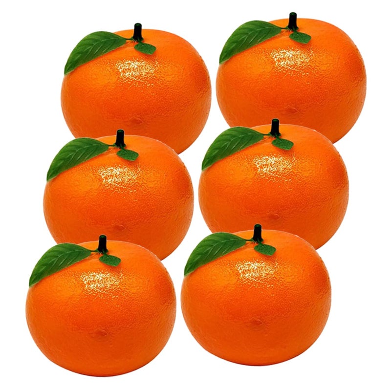 Lifelike Artificial Oranges with Leaves 6Pcs Home Decor Photography Props - Image 2
