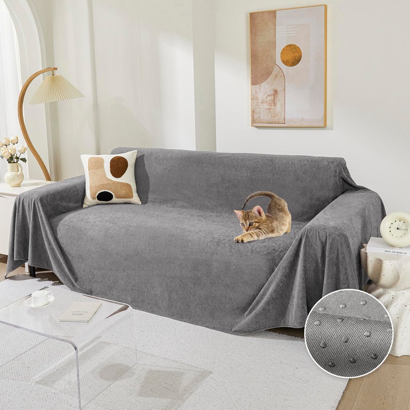 MEETSKY Couch Cover for 2 Cushion Couch, Couch Covers for Dogs Washable Non Slip Cat Scratch Proof Sectional Love Seat Covers L Shaped Soft Couch Furniture Protector for Pets, 71" x 118", Grey - Image 1