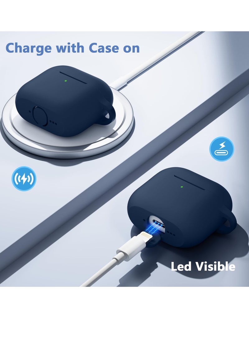 أنيوغرو متوافق مع الذكور والإناث airpods 4 كم واقية ، تنطبق على الجيل الرابع من airpods 2024 كم واقية التلقائي قفل قفل أمان غطاء ، مع تنظيف كيت و keychain الجبهة أدى مرئية الأزرق - Image 3