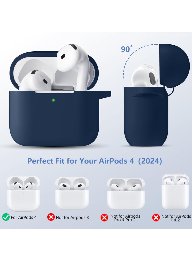 ANYOGRO - Compatible with AirPods 4 Case Cover for Women and Men, Automatic Snap Switch Security Locking Cover for Airpods 4th Generation 2024 Cases with Cleaner Kit and Keychain Front LED Visible Blue - Image 1