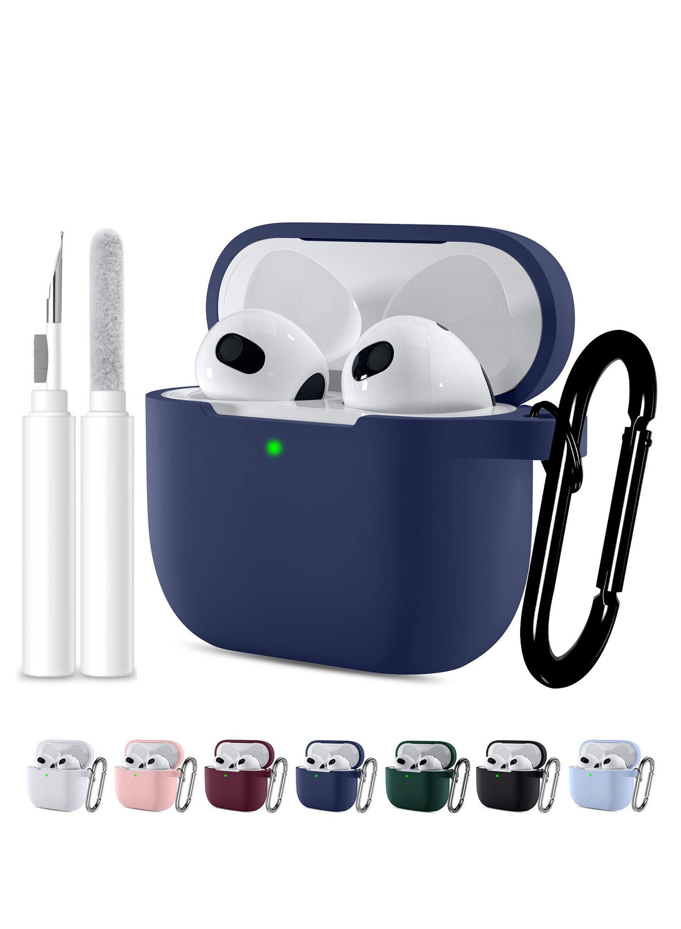 ANYOGRO Compatible with AirPods 4 Case Cover for Women and Men, Automatic Snap Switch Security Locking Cover for Airpods 4th Generation 2024 Cases with Cleaner Kit and Keychain Front LED Visible Blue