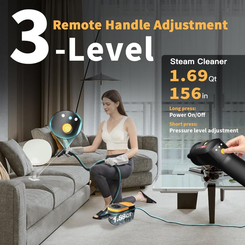 SCIENISH Portable Handheld Steam Cleaner 1000W Multifunctional High Temperature Pressurized Steam Cleaning Machine with 9PCS Accessory for Kitchen Sofa Bathroom Car Window (Black) - Image 4