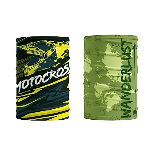 WANDERLOOMS Motocross & Wanderlust Unisex Bandana Mask for Men to Cover Face & Head | Printed Bandanas for Men Hair | Bandana for Bike Daily Commute | Scarf for Women Free Size - Image 2